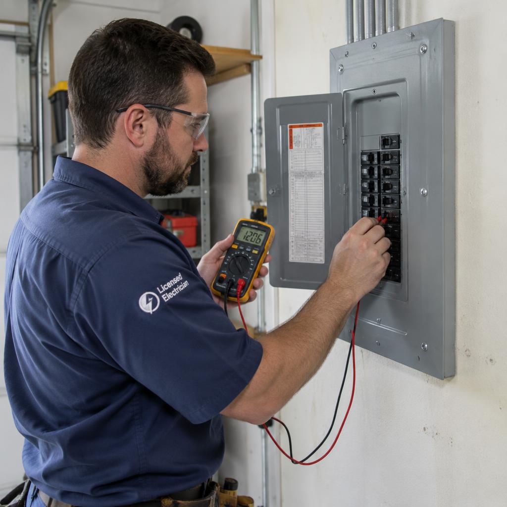 Educational carousel about electrical panel warning signs